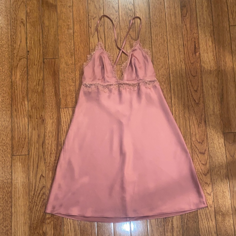 Victoria's Secret Pink Satin Lace Chemise